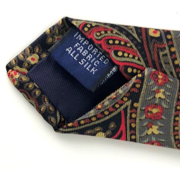 Damon Multicolor 100% Silk Mens Tie Necktie Geometric Floral Design - Picture 5 of 6